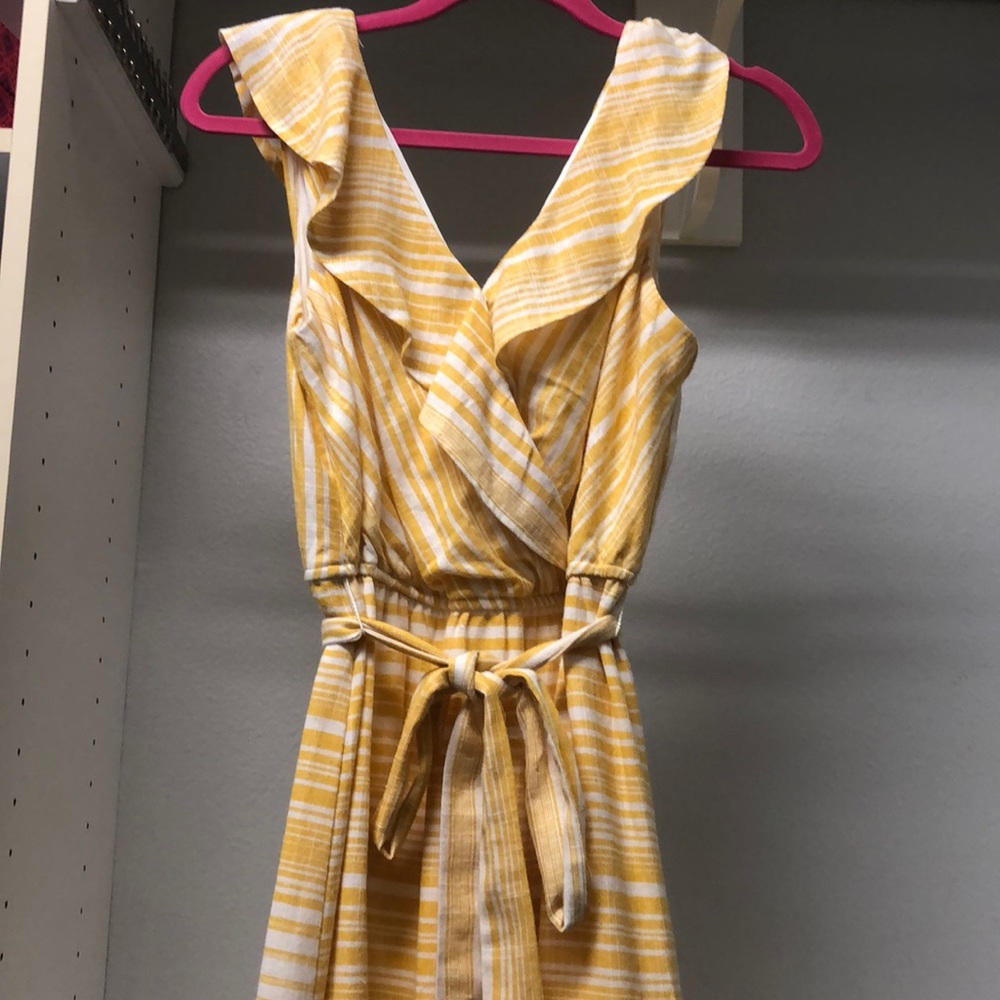 Yellow and white linen dress